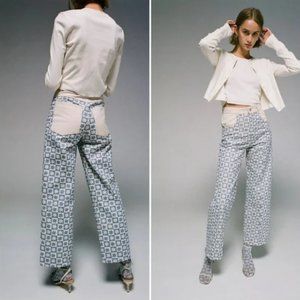 Lisa Says Gah The Robyn Printed High Waisted Jeans 30 Blue Check Daisy Print